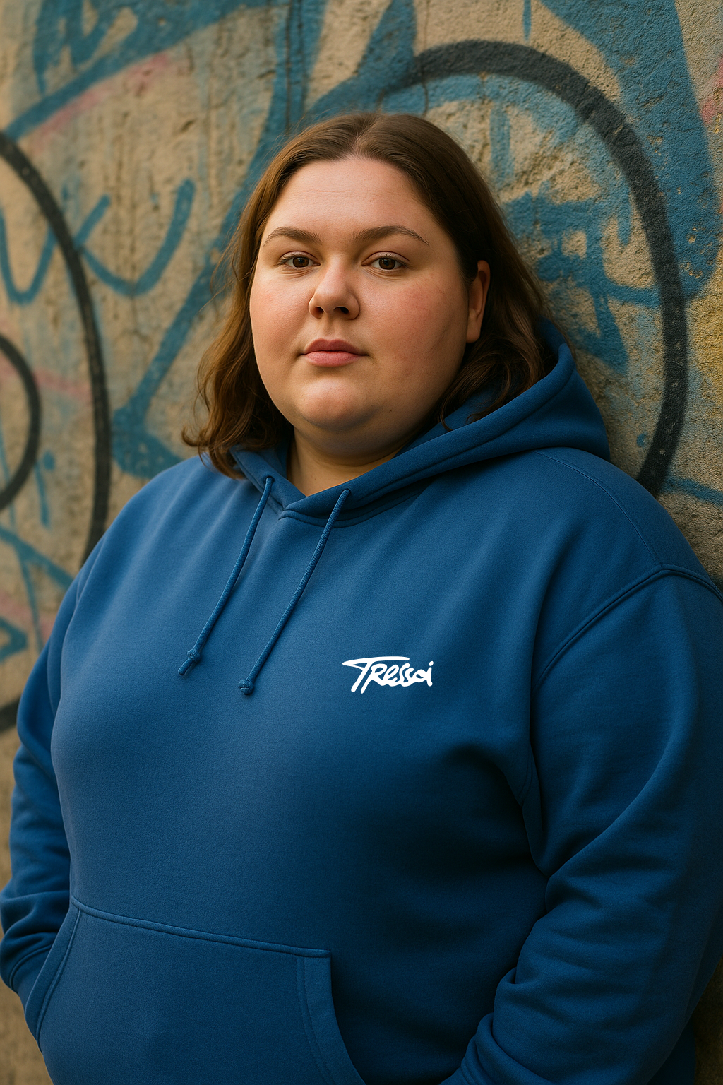 Modèle grande taille portant un hoodie TRESSOI en 2XL