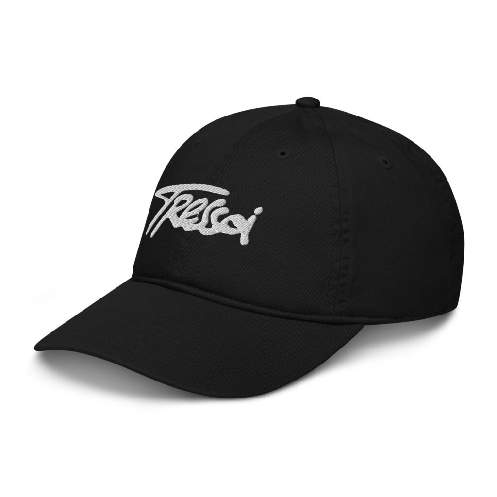 Dad Hat TRESSOI — Casquette bio noire, vue face gauche | Accessoire streetwear homme grande taille