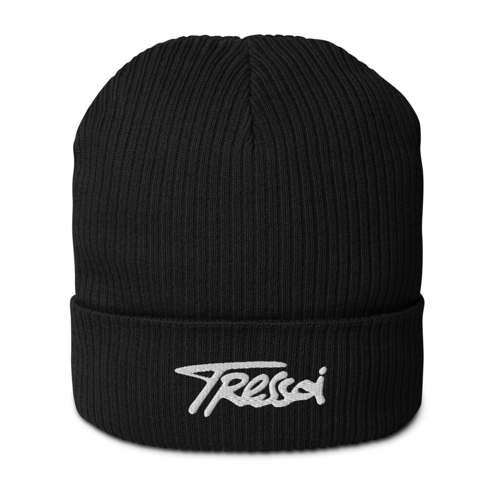 Ribbed Beanie TRESSOI — Bonnet tricoté bio noir | Accessoire streetwear homme grande taille