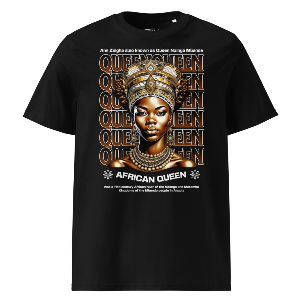 T-shirt African Queen TRESSOI — Noir, vue face | T-shirt homme grande taille coton bio M à 5XL