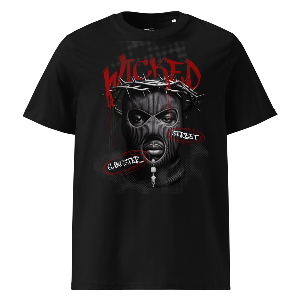 T-shirt Noir Wicked TRESSOI — Noir, vue face | T-shirt homme grande taille coton bio M à 5XL