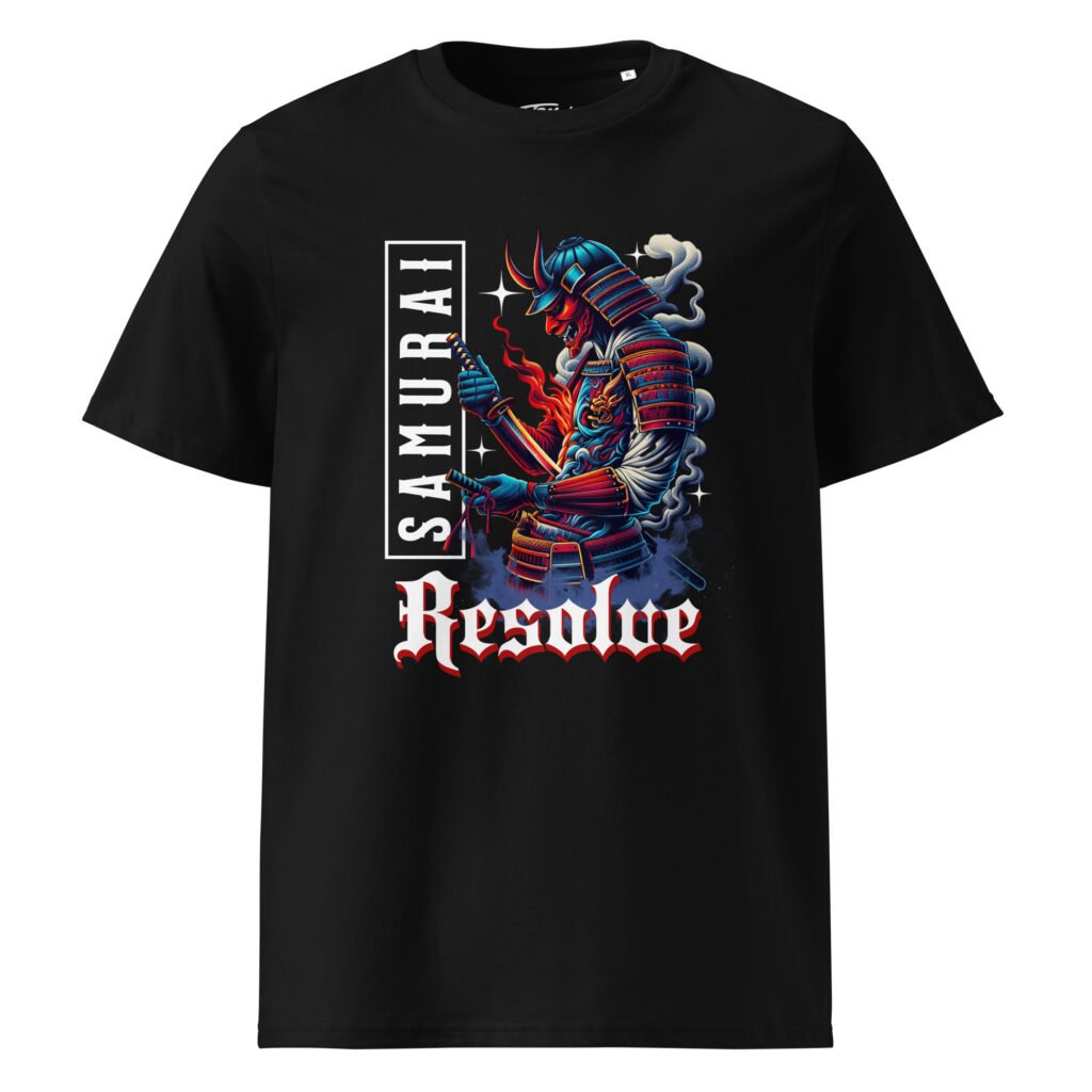 T-shirt Samurai Resolve TRESSOI — Noir, vue face | T-shirt homme grande taille coton bio M à 5XL