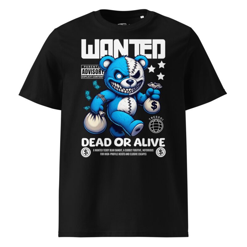 T-shirt Wanted TRESSOI — Noir, vue face | T-shirt homme grande taille coton bio M à 5XL